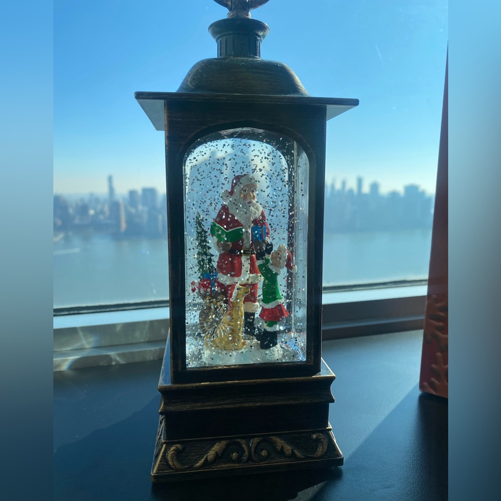 Christmas Decor Snow Santa Lantern